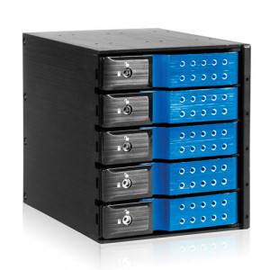 iStarUSA 3x 5.25" to 5x 3.5" Trayless SAS/SATA 6.0 Gb/s Hot-Swap Cage Blue