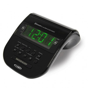 Spectra Jensen JCR-295 Bluetooth Clock Radio (Black) with Cellphone Holder