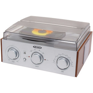 Spectra Jensen 3-Speed Turntable with AM/FM Receiver and Stereo Speakers, Model: JTA-220.