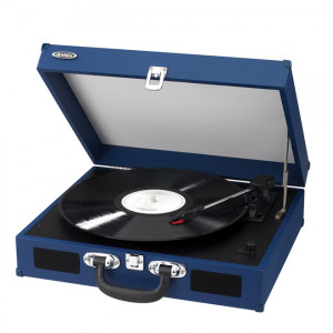 Spectra Jensen JTA-410 Portable 3-Speed Stereo Turntable (Blue)