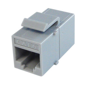 Primus Cable K65-4182-CJ-GY CAT6 Inline Coupler, Unshielded, Snap-In w/Latch, Gray