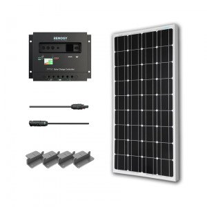 Renogy KIT-STARTER100D 100W Monocrystalline Starter Kit: 100W Monocrystalline Solar Panel + PWM 30A 