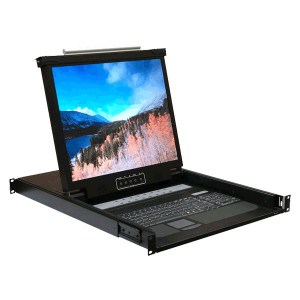 Norco 19in 1U Rackmount 16 Ports KVM Console LCD