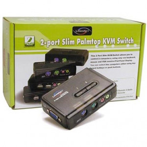 Linkskey 2-port Slim Palmtop PS/2 Audio and; Mic KVM Switch w/ Cables, Model: LKV-S02ASK.