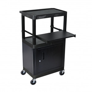 Black Luxor LT45C Endura Presentation Station / Multipurpose Cart with Locking Cabinet, P/N: LT45C-B