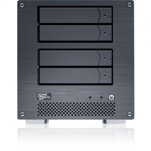 Black Sans Digital MobileNAS MN4L+B2G Linux NAS + iSCSI 4 Bays Network Storage Server Tower.