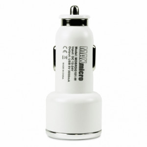 Max-Micro BRIDGE Dual Ports 12V DC to USB Car Charger (White)