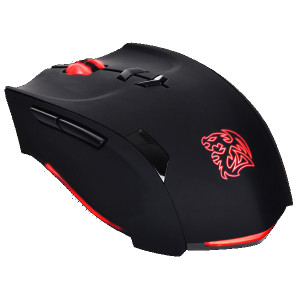 Black Thermaltake eSPORTS THERON Laser USB Gaming Mouse, 5600DPI, 7 Colors Side-Light