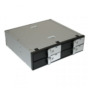 Black Masscool Aluminum 2.5in HDD Trayless Hot-Swap Mobile Rack, Supports 4x 2.5in SATA / SSD, Model