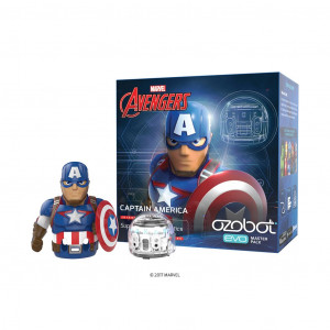 Ozobot Evo Starter Pack, w/ bonus connectable smart skin, Captain America