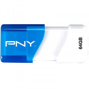 PNY P-FD64GCOMB-GE Compact Attache 64GB USB 2.0 Flash Drive, Blue