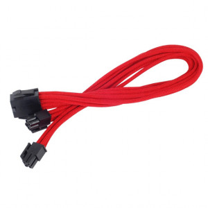 Red Silverstone 11.81in Sleeved Extension Power Supply Cable, 1 x 8pin to EPS12V 8pin(4+4) Connector, Model: PP07-EPS8R