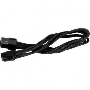 Black Silverstone Sleeved Extension Power Supply Cable with 1 x 6-Pin to PCI-E 6-Pin Connector