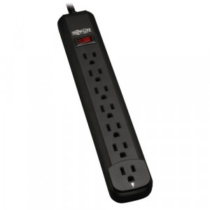 Tripp Lite PS712B Power It! 7-Outlet Power Strip, 12-ft Cord, Diagnostic LED, Black Housing.