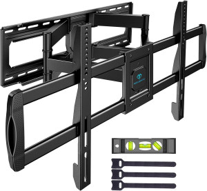 PERLESMITH Full Motion TV Wall Mount for 50”-90” TVs up to 165lbs with Dual Articulating Arms Swivel