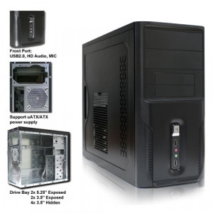 Prudent Way Micro ATX Computer Case PWI-UT570A, Stylish Front Panel Design, 2x 5.25in Bays, Front US