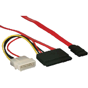 CB-571500 Red 18in SATA 4pin Molex 15pin Power Adapter 180 degree with 15 Pin Power Cable