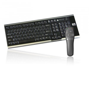 Black/Silver Wireless Computing AES Secure Wireless Keyboard and Remote Bundle