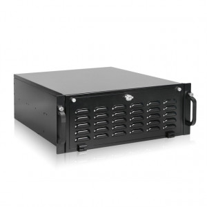 Black iStarUSA RG-4104H 4U Rugged Rackmount Chassis, 1x 5.25in Bay, 4x 3.5in Hotswap Bays, 1x 5.25in