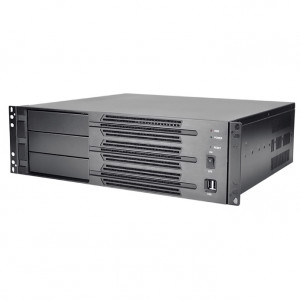 Athena Power RM-3U300P608 Aluminum / Steel 3U Rackmount Server Case (Black), 600W Micro PS3 Power Su