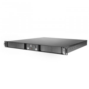 Athena Power RM-DD1U12A28HT Aluminum / Steel 1U Rackmount Server Case (Black), Front USB 2.0, 4x 40m