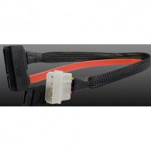 Black / Red Kingwin SATA Data and Power Combo Cable, SATA to SATA, SATA II 3.0 Gb/s, Model: SAC-04. Retail Box