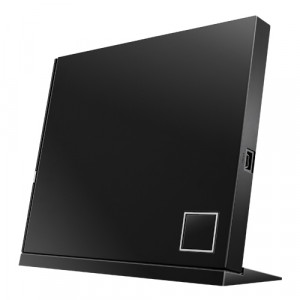 Black ASUS USB 2.0 Slim External 6X Blu-Ray Combo Burner Drive