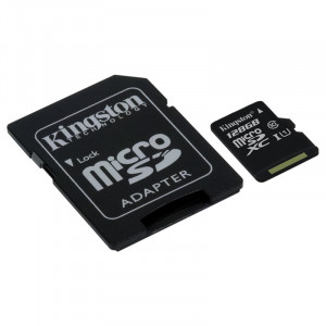 Kingston 128GB SDC10G2/128GB MicroSDHC Cards, 45MB/s Read and 10MB/s Write