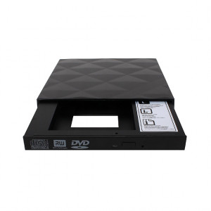 Black Silverstone Treasure Series TS06 Slim ODD Conversion Tray for 2.5in SSD / Hdd + USB External Slim ODD Enclosure