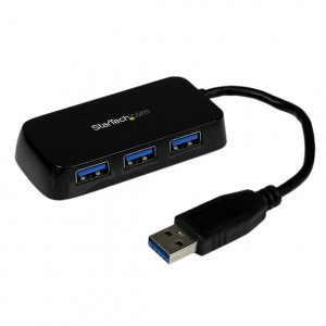 Black StarTech.com Portable 4-Port SuperSpeed Mini USB 3.0 Hub