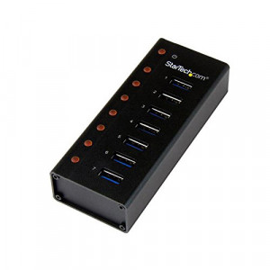 StarTech.com ST7300U3M 7-Port USB 3.0 Hub - Desktop or Wall-Mountable Metal Enclosure.