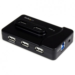 Black StarTech.com 6-Port USB3.0/USB2.0 Combo Hub