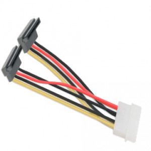 Syba Molex 4-pin to Two 15-Pin SATA HD Power Y-Cable, Model: SY-CAB40047