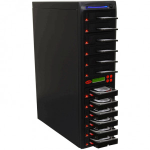 Black Systor 1 to 11 SATA 2.5in and 3.5in Dual Port/Hot Swap Hard Disk Drive (HDD/SSD) Duplicator/Sanitizer