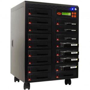 Black Systor 1 to 16 SATA 2.5in and 3.5in Dual Port/Hot Swap Hard Disk Drive (HDD/SSD) Duplicator/Sanitizer