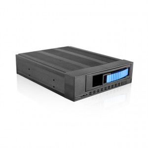 Blue Tray iStarUSA Aluminum 1x5.25-in Bay Audio SATA/SAS 6.0 Gb/s Mobile Rack T-7M1-SATA-BLUE, 1 x 80mm Fan.