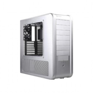 Silver SilverStone Aluminum ATX Full Tower Computer Case TJ07S-W, w/ Side Window and 120mm Fans.