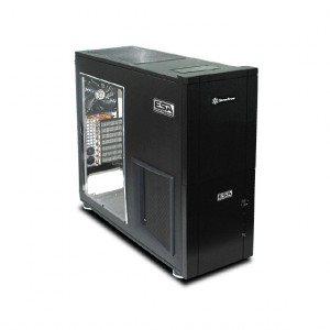 Black SilverStone ESA Certified Aluminum ATX Full Tower Computer Case TJ10B-WESA, w/ Side Window and