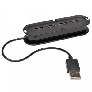 Tripp Lite U222-004-R 4-Port USB 2.0 Hi-Speed Ultra-Mini Compact Hub with Power Adapter.