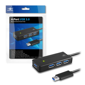 Vantec UGT-MH400U3 4-Port USB 3.0 Bus-Powered Travel Hub.