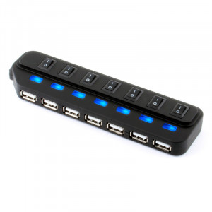 Sabrent USB-H7PS 7-Port USB 2.0 Hub and Stand-alone USB Charging Station with AC Adaptor.