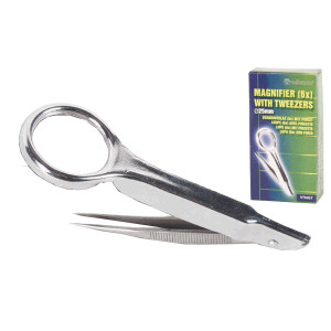 Velleman Magnifier (6x) with Stainless Steel Tweezers, Model: VTMG7