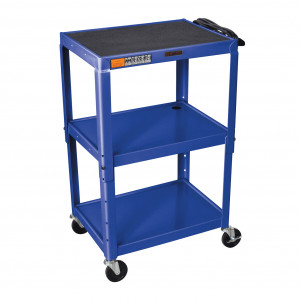 Blue H.Wilson W42AE Series Metal Open Shelf Utility Cart, 3-outlet Electric, P/N: W42ABUE.