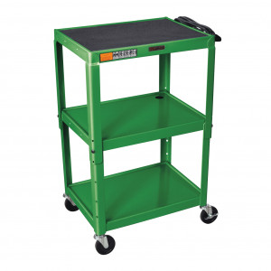 Green H.Wilson W42AE Series Metal Open Shelf Utility Cart, 3-outlet Electric, P/N: W42AGE.