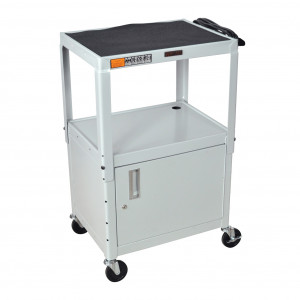 Gray H.Wilson W42ACE Series Metal Open Shelf Utility Cart, 3-outlet Electric, w/ Locking Security Ca