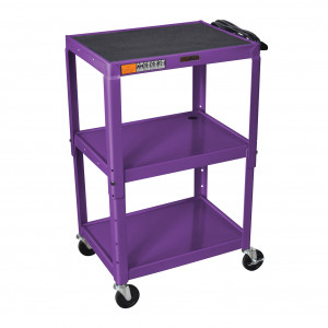 Purple H.Wilson W42AE Series Metal Open Shelf Utility Cart, 3-outlet Electric, P/N: W42APE.