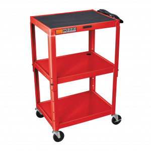 Red H.Wilson W42AE Series Metal Open Shelf Utility Cart, 3-outlet Electric, P/N: W42ARE.