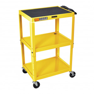 Yellow H.Wilson W42AE Series Metal Open Shelf Utility Cart, 3-outlet Electric, P/N: W42AYE.