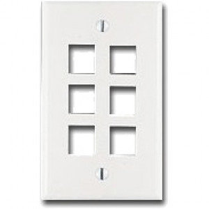 6-Port  Wall Plate , Color: White