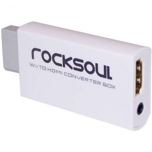 Rocksoul WI-100 Wii 2 HDMI Converter, Support All Wii Display Modes, Plug and Play, Model: WI100HDWW